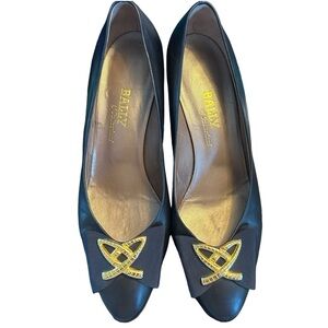 Vintage BALLY Navy Leather Heels Size 7.5-8
